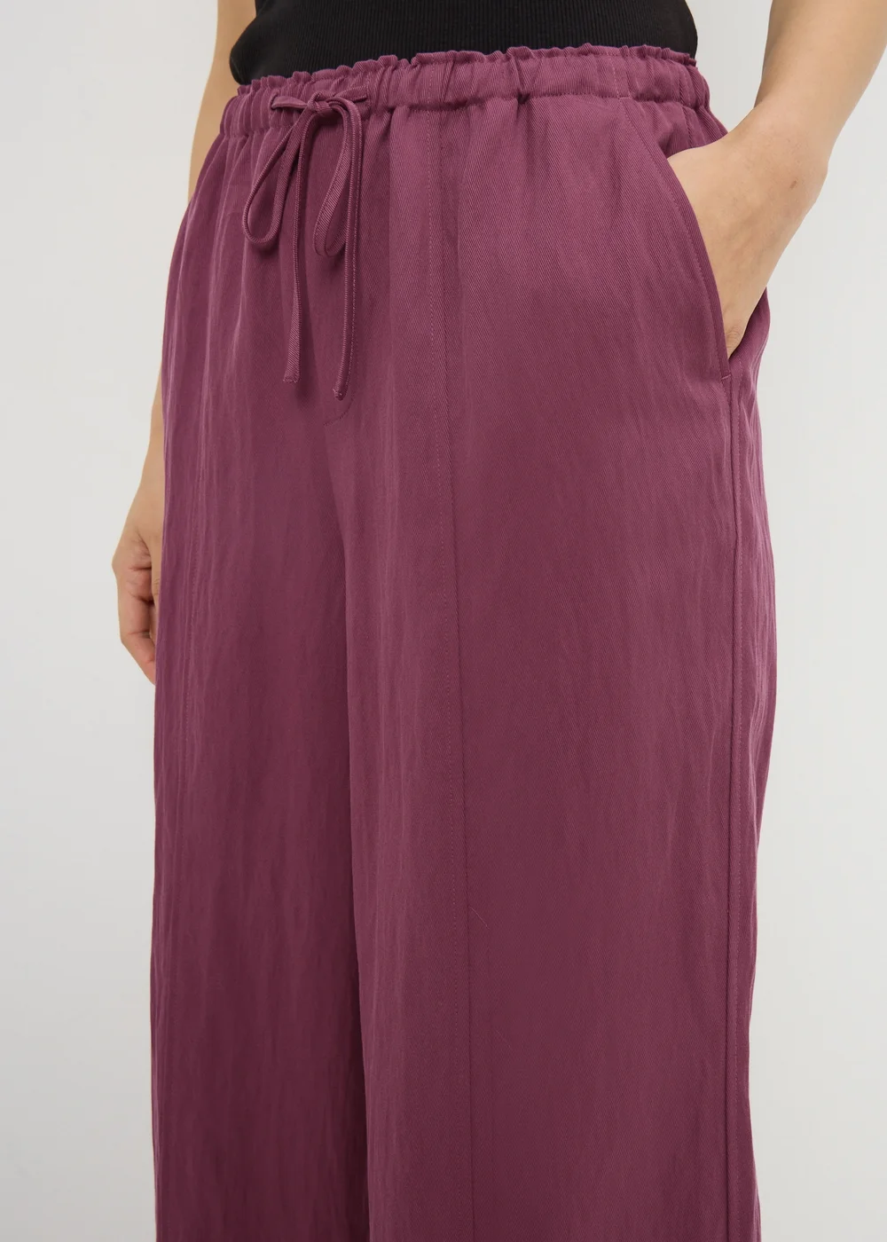 Raspberry Lyocell Wide Leg Trousers - Size 08 29 leg Image 1