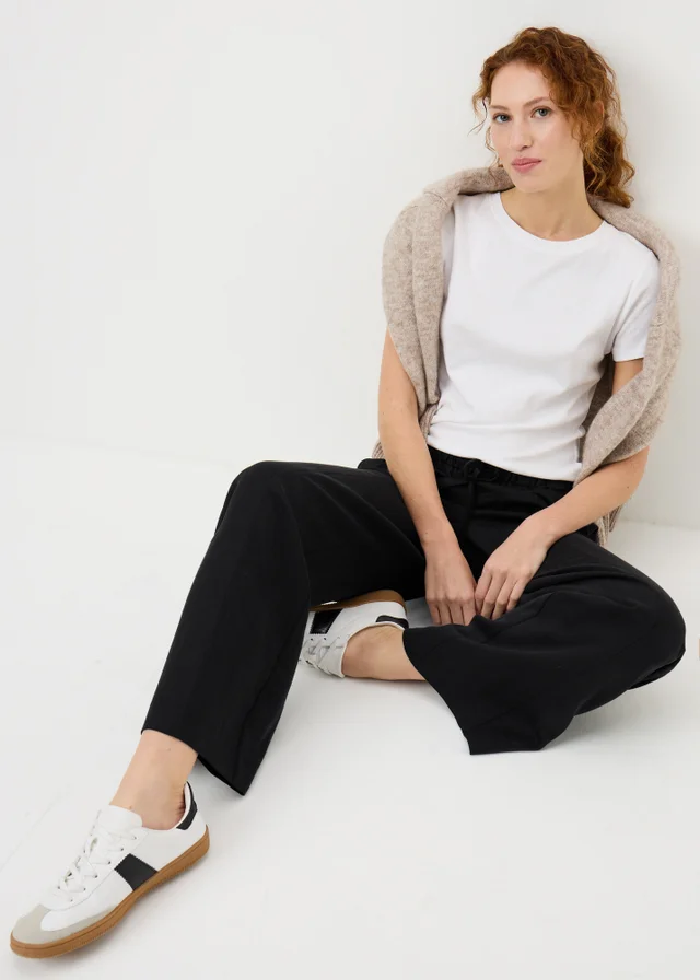 Black Lyocell Wide Leg Trousers