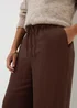 Chocolate Brown Lyocell Wide Leg Co Ord Trousers - Size 08 29 leg Image 2