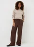 Chocolate Brown Lyocell Wide Leg Co Ord Trousers - Size 08 29 leg Image 1