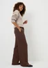 Chocolate Brown Lyocell Wide Leg Co Ord Trousers - Size 08 29 leg Image 3