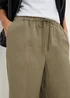 Khaki Lyocell Wide Leg Trousers - Size 08 29 leg Image 3