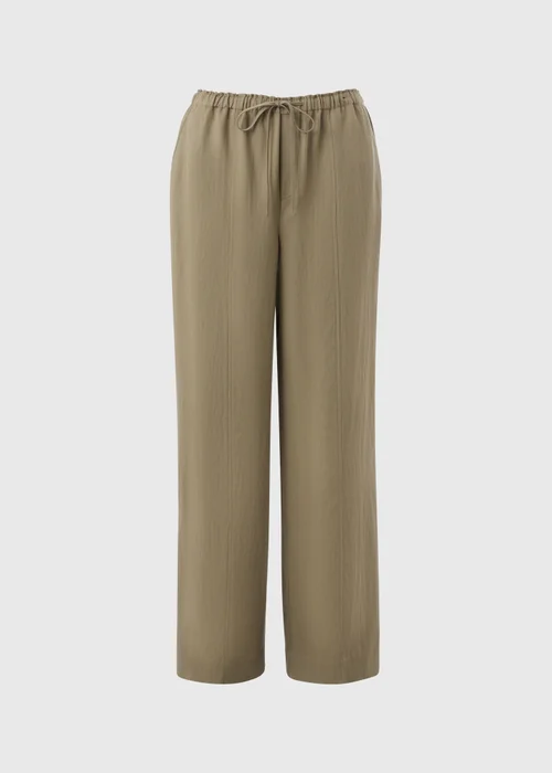 Khaki Lyocell Wide Leg Trousers - Size 08 29 leg Image 4