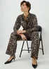 Brown Leopard Print Co Ord Wide Leg Trousers - Size 14 29 leg Image 1
