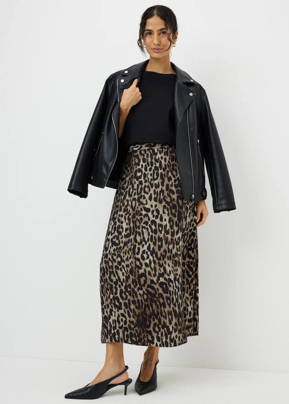 Brown Leopard Print Co Ord Midaxi Skirt - Size 22 Image 1