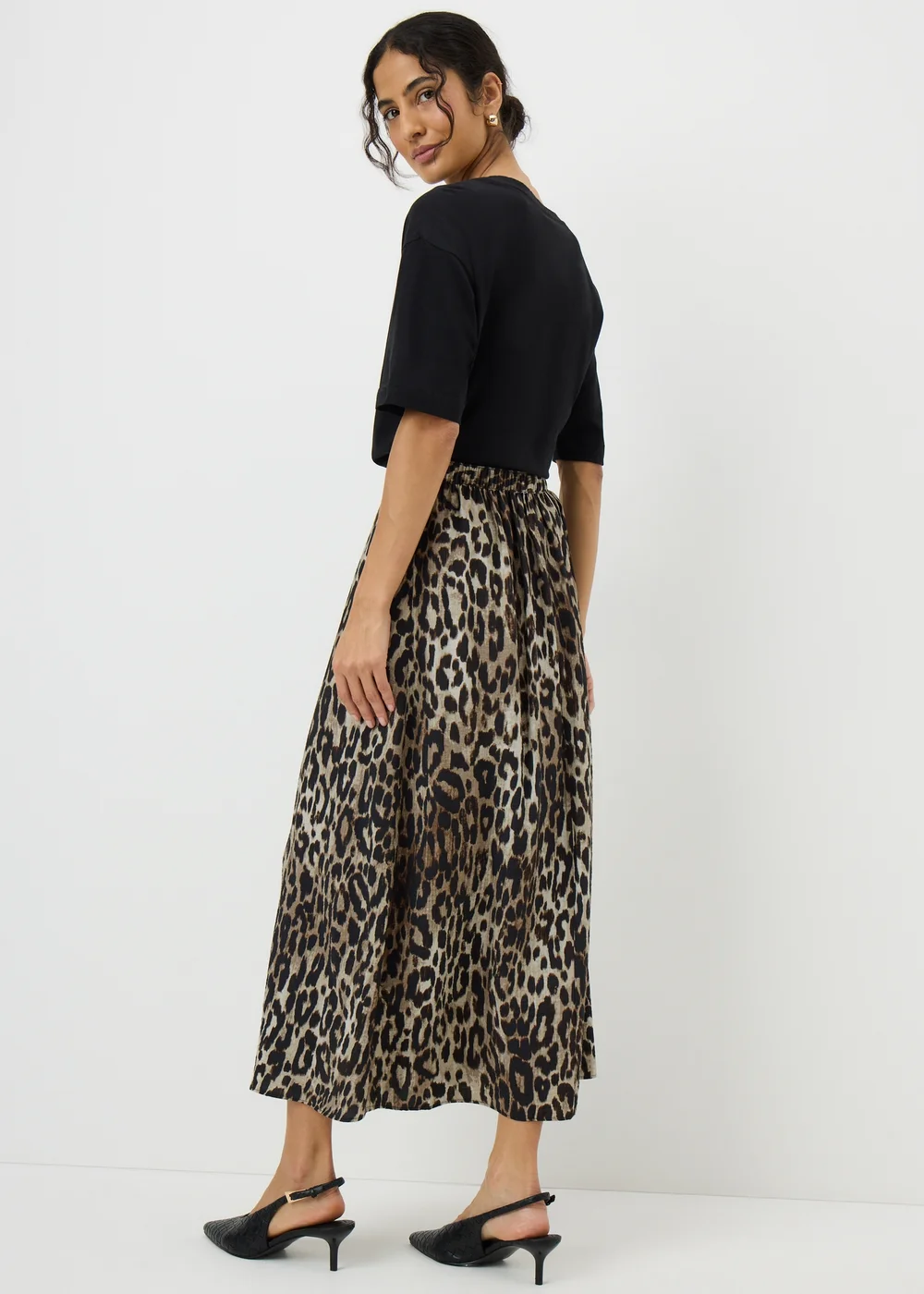 Brown Leopard Print Co Ord Midaxi Skirt - Size 22 Image 2
