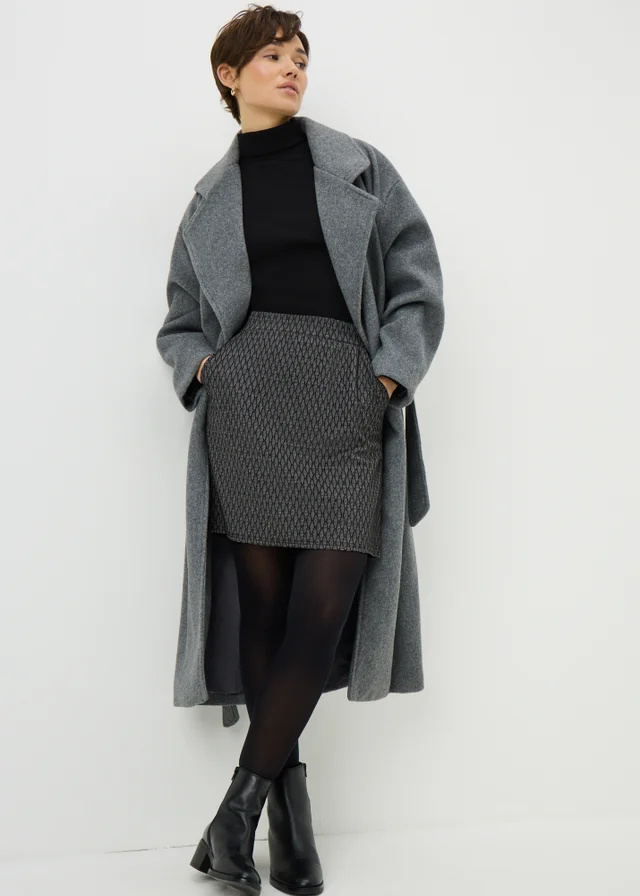 Black Geometric Mini Skirt