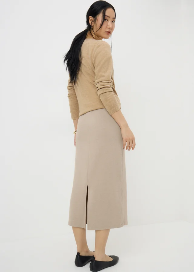 Beige Cosy Midi Skirt