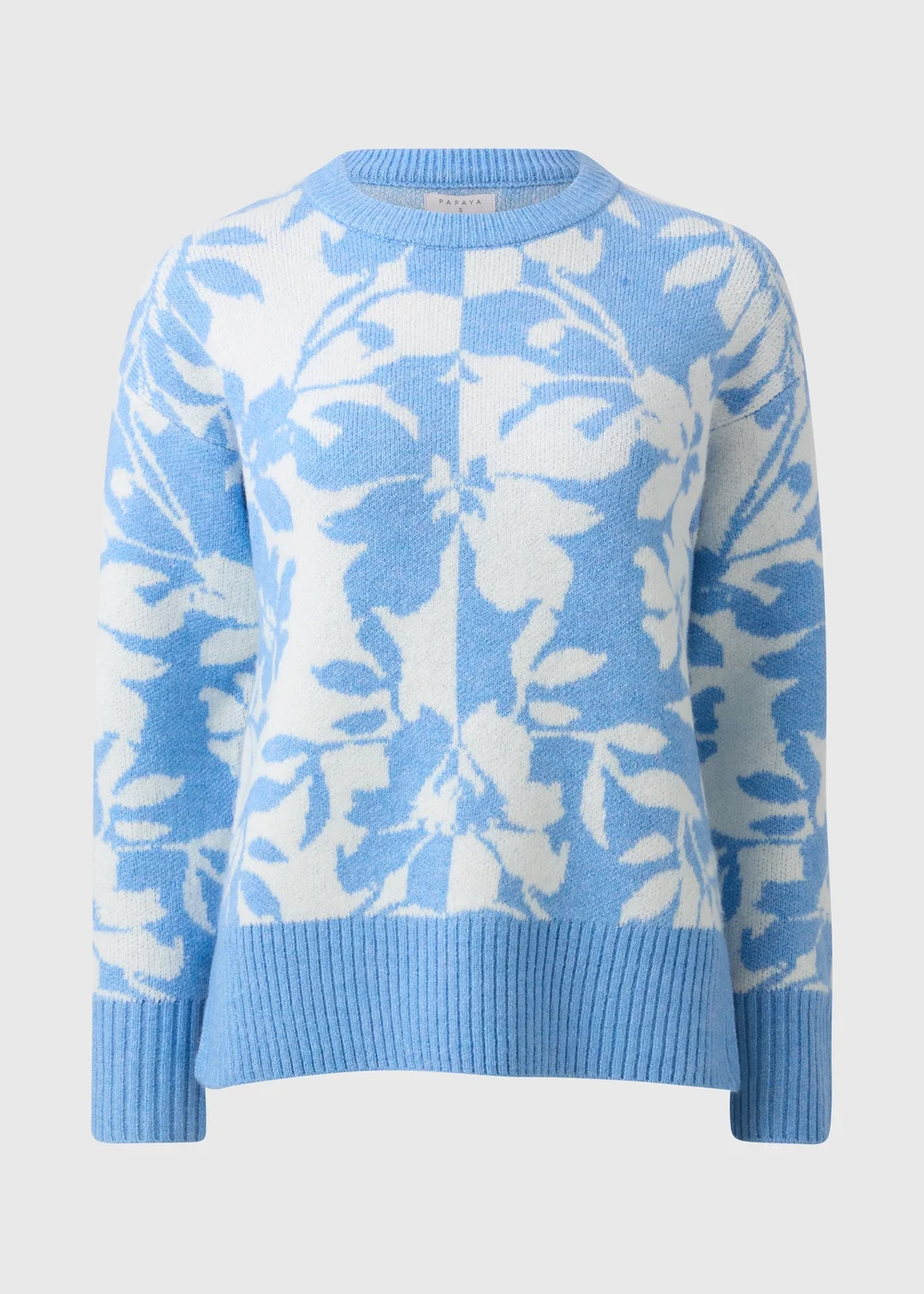 Blue Floral Jacquard Jumper - 3XL Image 3