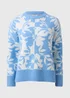 Blue Floral Jacquard Jumper - S Image 3