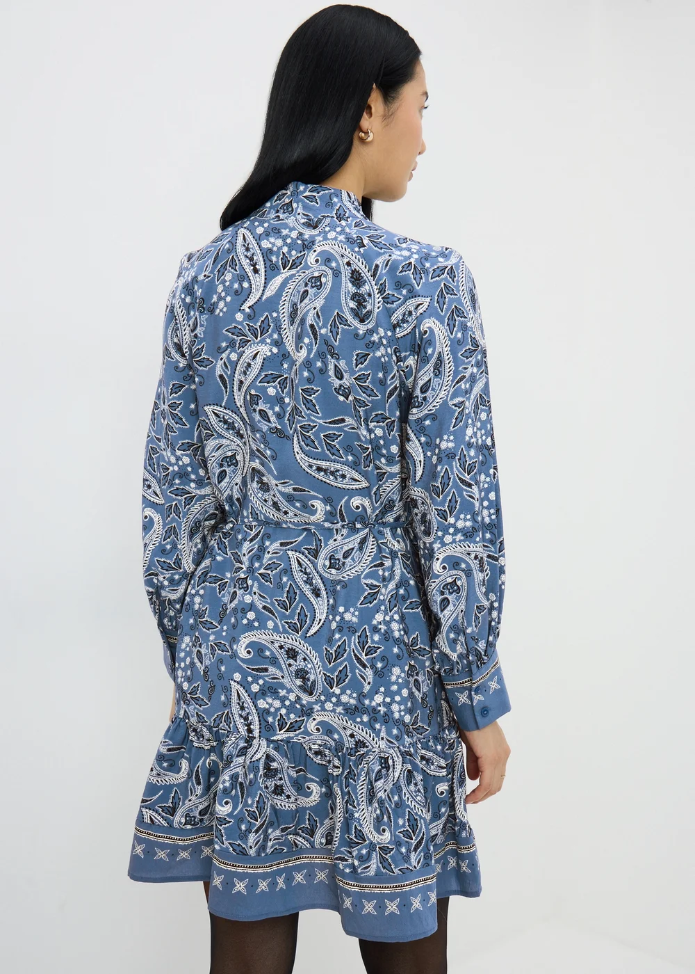 Blue Paisley Belted Shirt Dress - 8 Image 2