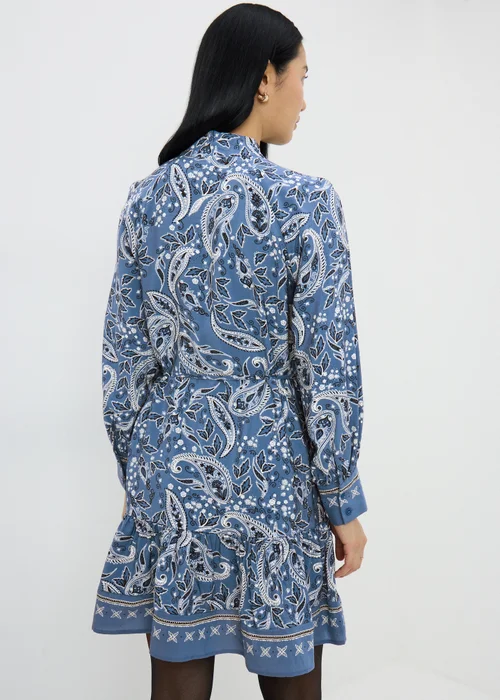 Blue Paisley Belted Shirt Dress - 8 Image 2