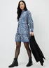 Blue Paisley Belted Shirt Dress - 8 Image 1