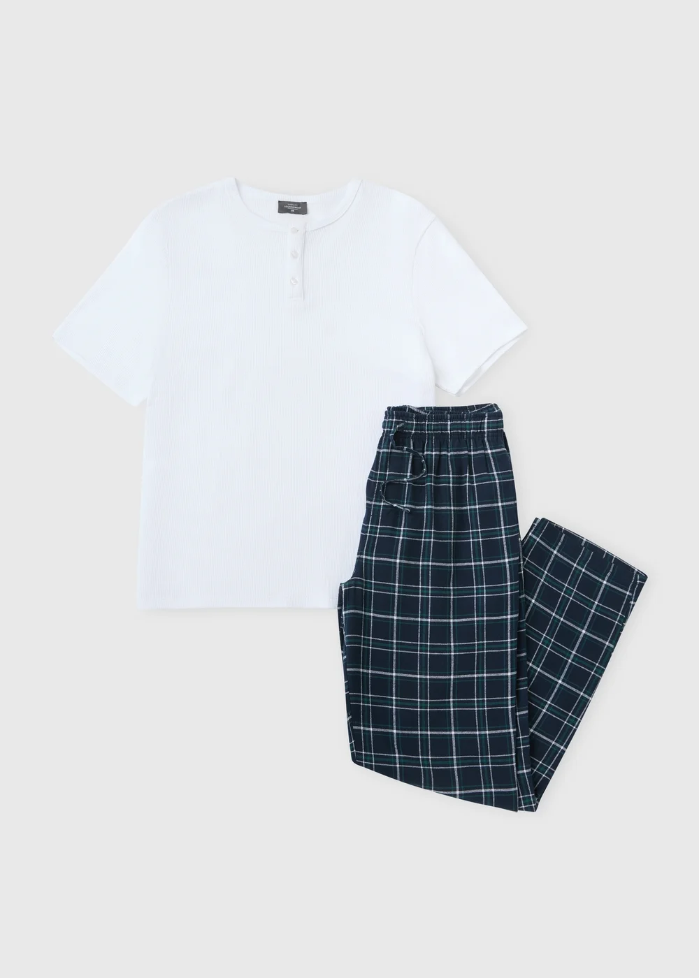 Cream Waffle Henley Long Pyjama Set - Extra small Image 2