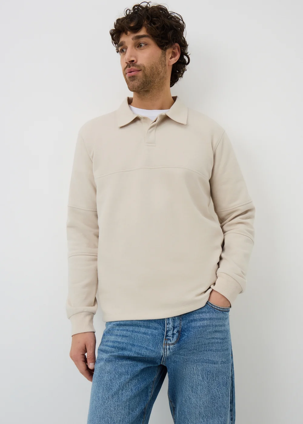 Ecru Rugby Design Sweatshirt - Small Image 1