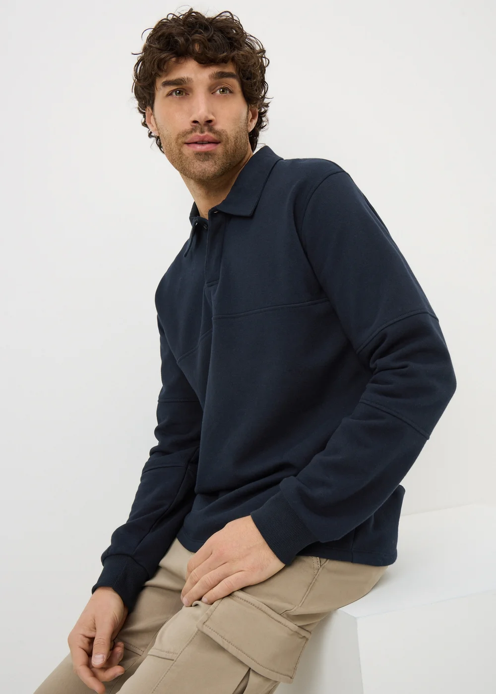 Navy Rugby Sweatshirt - Small Image 1
