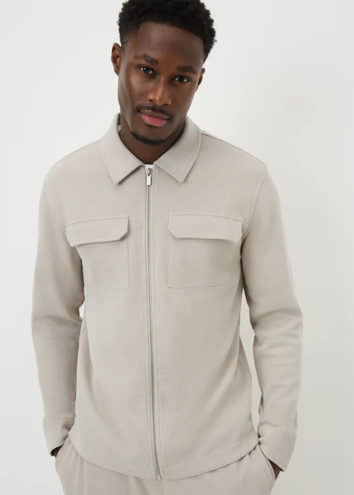 Cream Pique Smart Co Ord Shacket - L Image 1