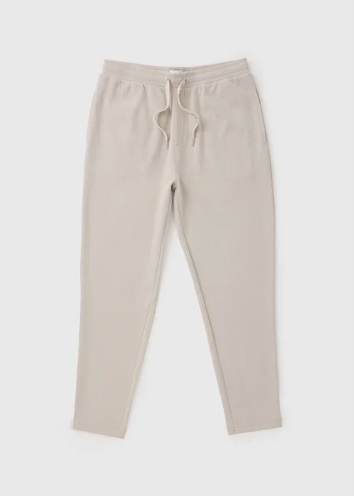 Cream Smart Pique Co Ord Jogging Bottoms - Small Image 4