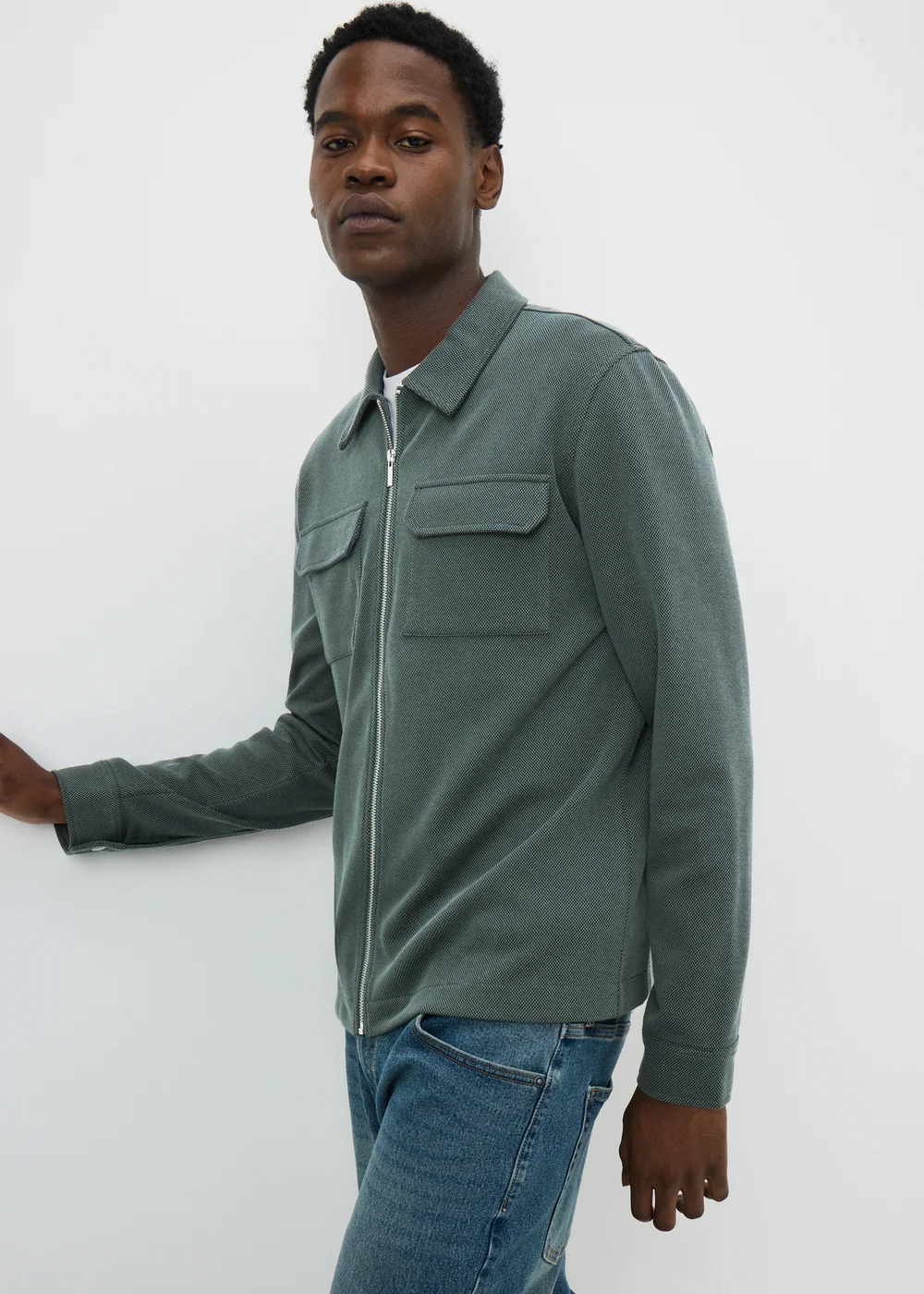 Green Smart Pique Shacket - S Image 1