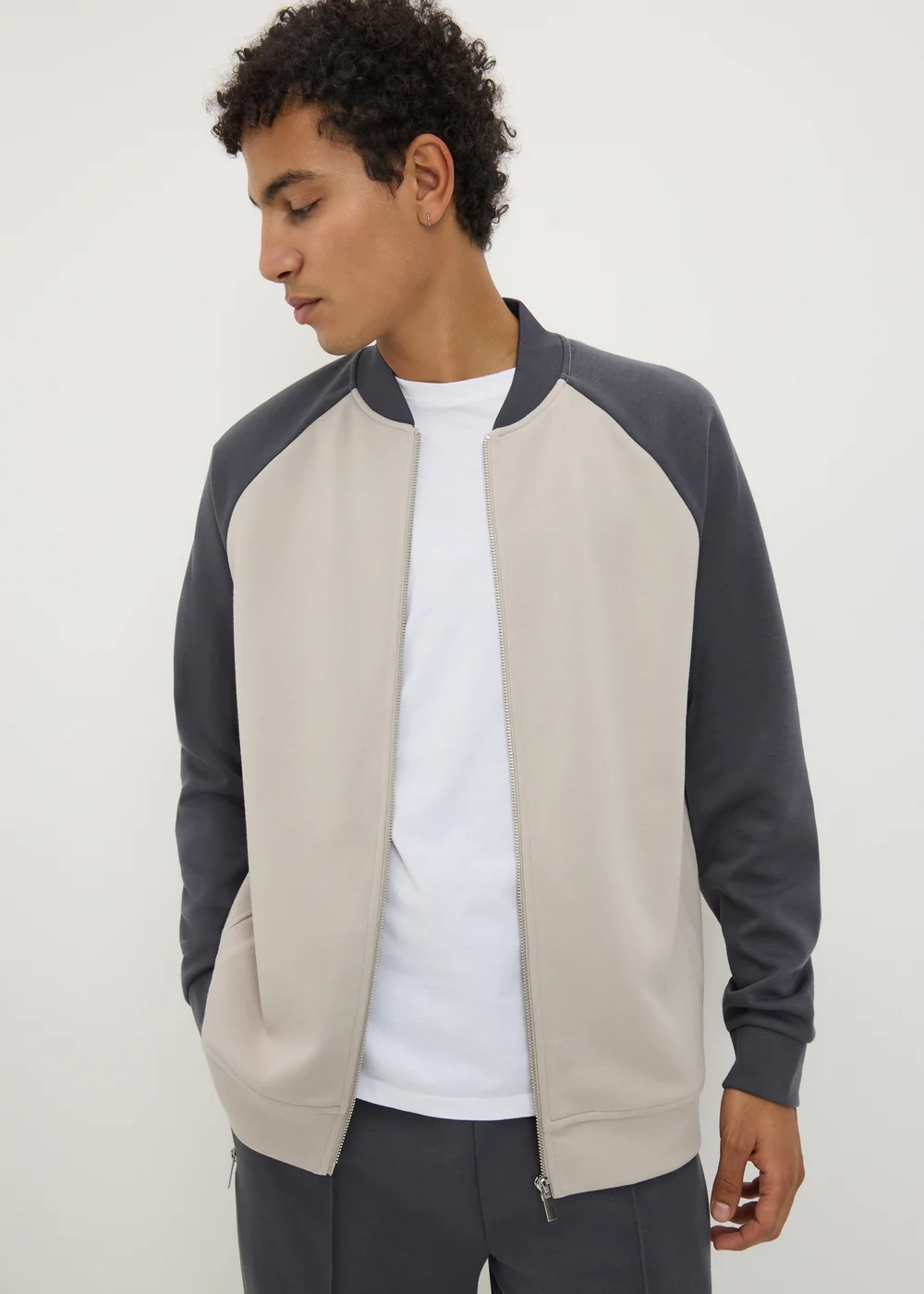 Cream Smart Co Ord Bomber Jacket - S Image 1