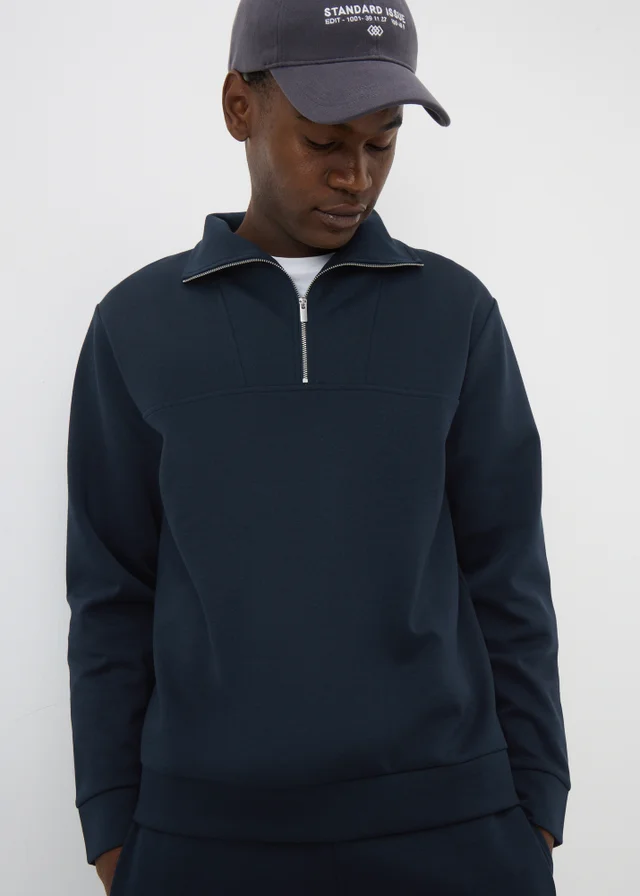 Navy Smart Co-Ord 1/2 Zip Jumper