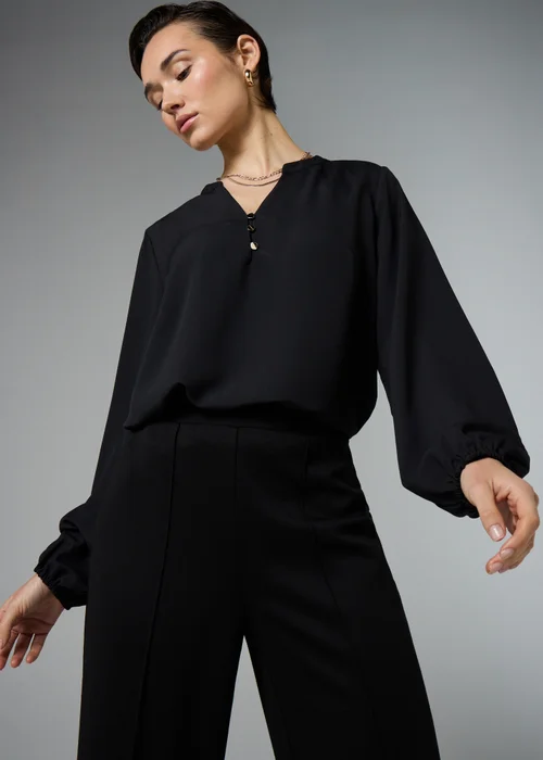 Et Vous Black Notch Neck Blouse - Size 8 Image 1