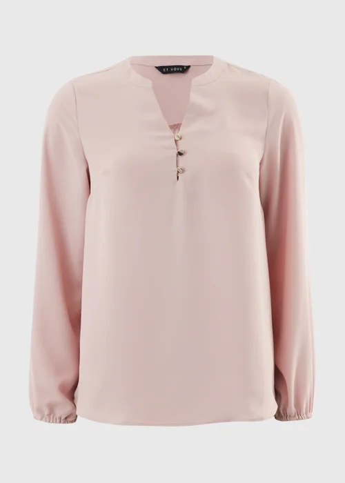 Et Vous Pink Notch Neck Blouse - Size 8 Image 4