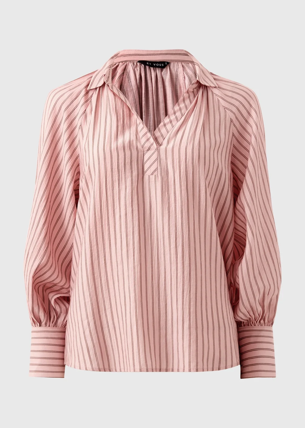 Et Vous Pink Stripe Puff Sleeve Blouse - 3XL Image 4