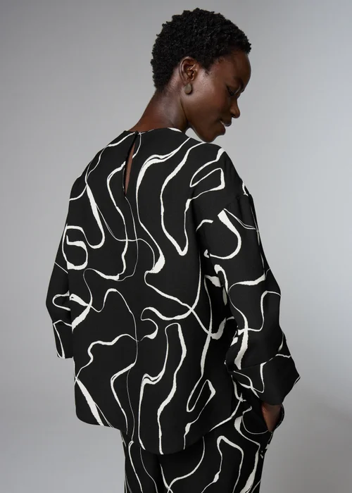 Et Vous Black Wiggle Print Co-Ord Box Top - Size 8 Image 3