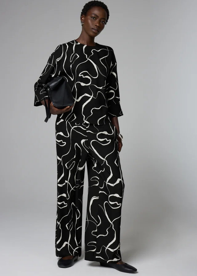 Et Vous Black Wiggle Print Co-Ord Box Top