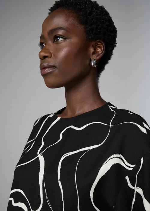 Et Vous Black Wiggle Print Co-Ord Box Top - Size 8 Image 2