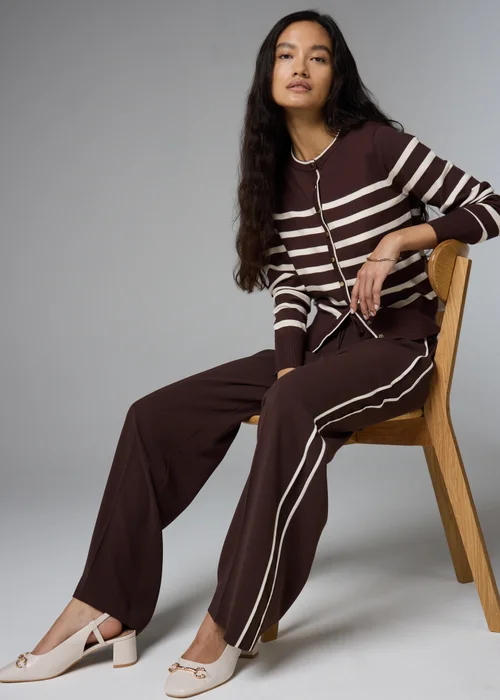 Chocolate Side Stripe Straight Leg Trousers - Size 22 29 leg Image 1