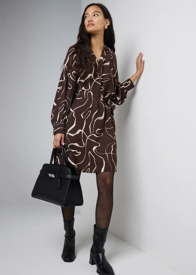 Et Vous Brown Wiggle Print Mini Dress