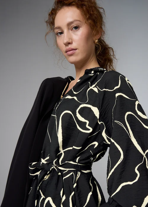 Et Vous Black Printed Woven Belted Mini Dress - 8 Image 3