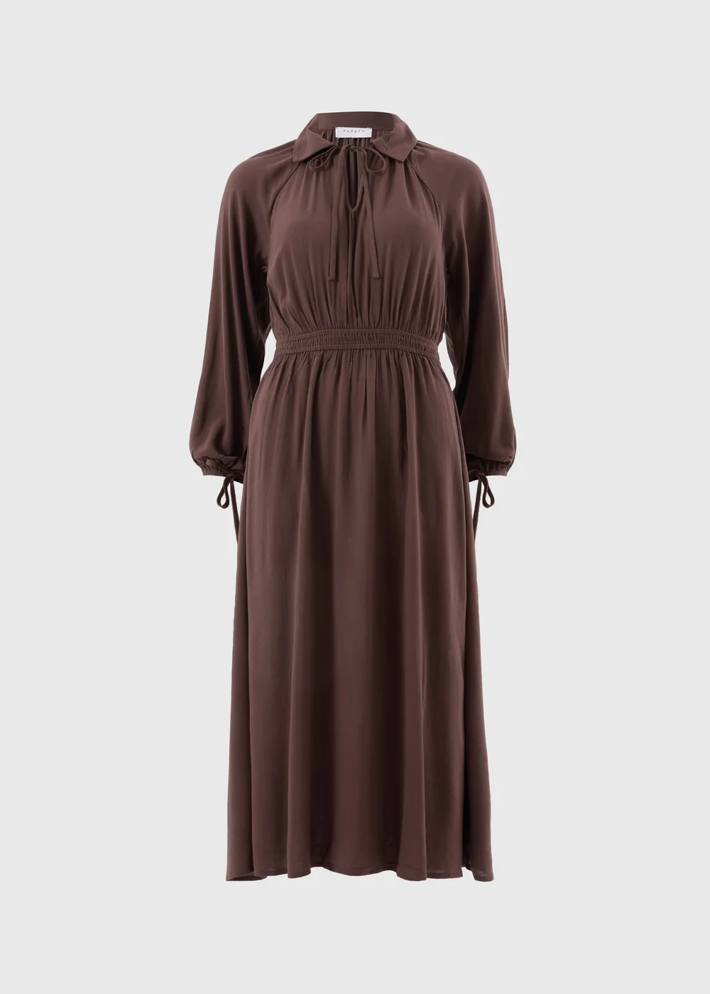 Brown Tie Neck Midaxi Dress - 8 Image 2