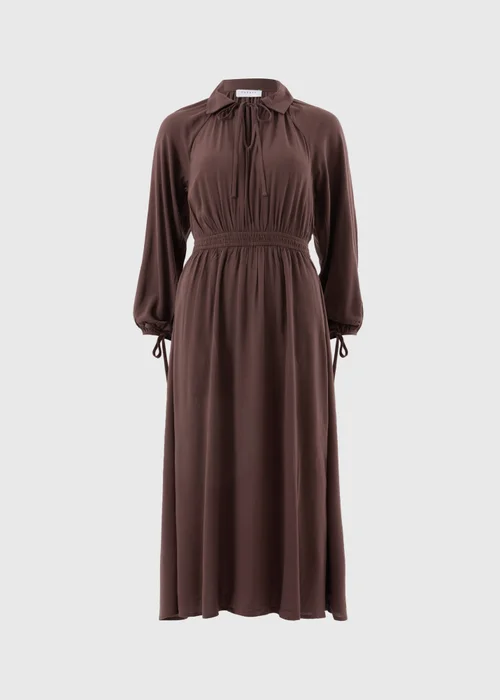Brown Tie Neck Midaxi Dress - 8 Image 2