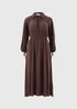 Brown Tie Neck Midaxi Dress - 8 Image 2