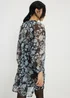 Blue Floral Shirred Neck Dress - 8 Image 3