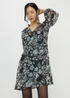 Blue Floral Shirred Neck Dress - 8 Image 1