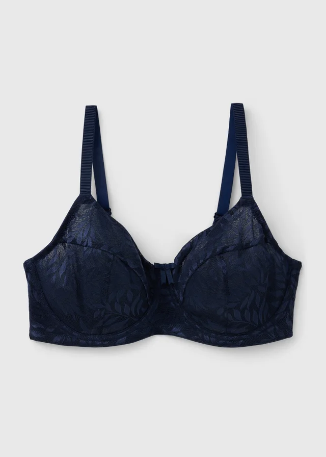 DD+ Navy Non Padded Lace Bra