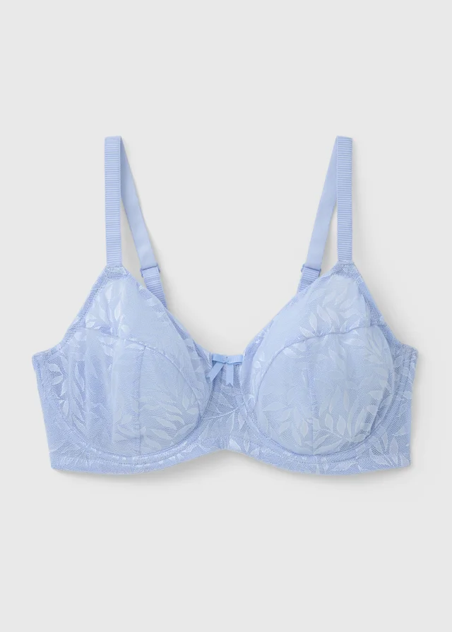 DD+ Blue Non Padded Lace Bra