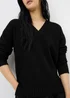 Black V-Neck Knit Jumper - Extra small Image 2