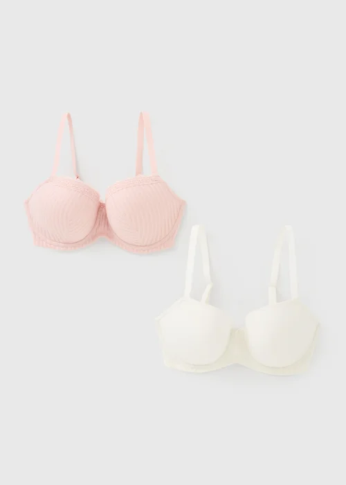 DD+ 2 Pack Pink & Cream Padded Bras - 32DD Image 3