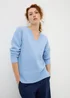 Light Blue V-Neck Jumper - S Image 1