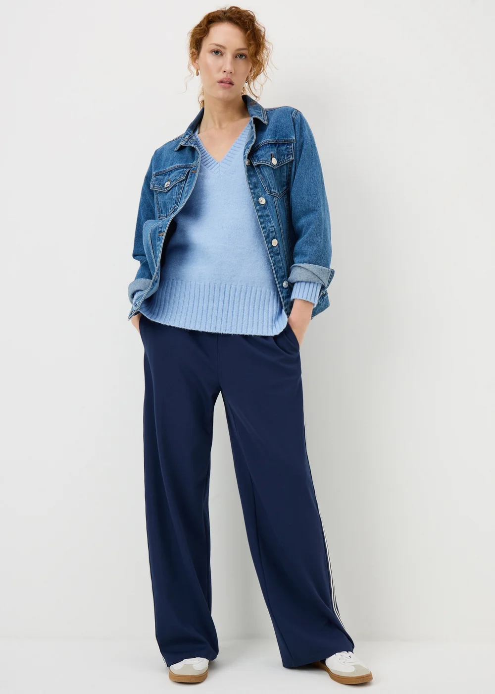 Light Blue V-Neck Jumper - S Image 2