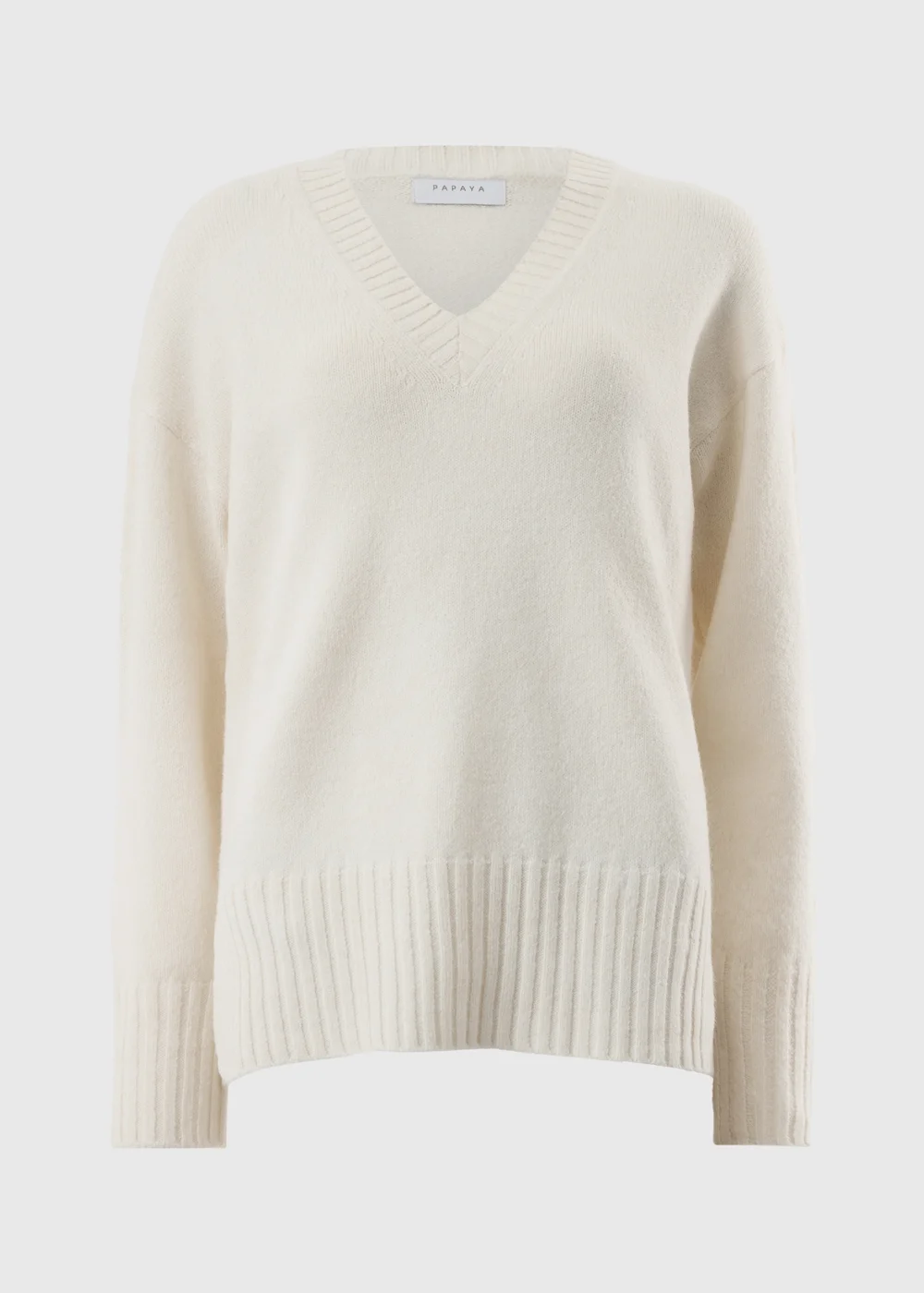 Cream V-Neck Knitted Jumper - Small Image 2