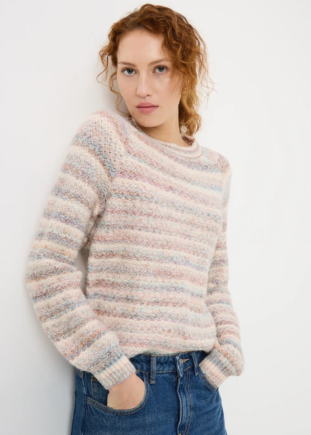 Multi Colour Stripe Space Dye Jumper - L Image 1