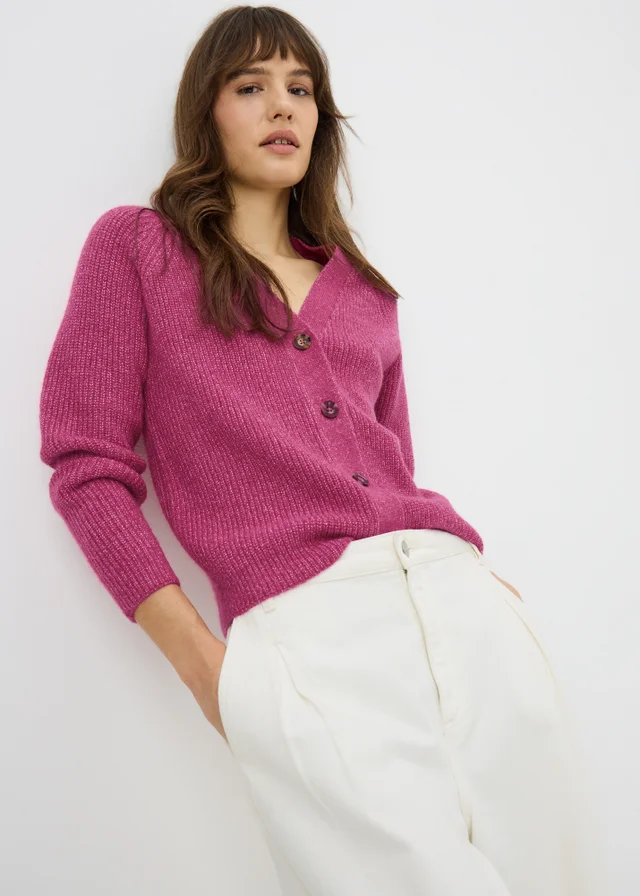 Raspberry V-Neck Cardigan