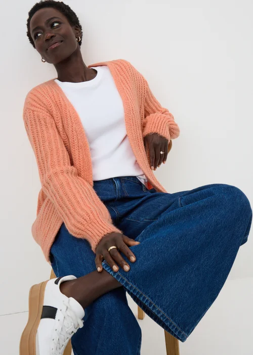 Orange Knitted Lofty Cardigan - XS Image 1