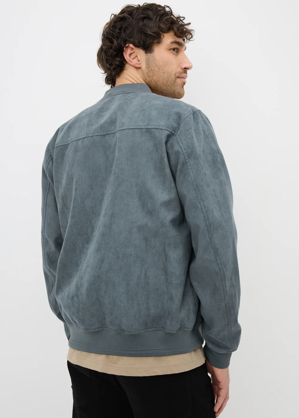 Grey Faux Suede Bomber Jacket - S Image 2
